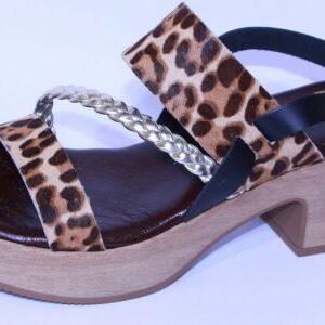 Sandalia leopardo-plata